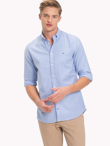 Chemises Tommy Hilfiger Slim fit stretch cotton oxford Homme Bleu | FR_M31281