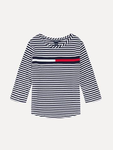 Hauts Tommy Hilfiger Bambin' Stripe Enfant Bleu | FR_G1283