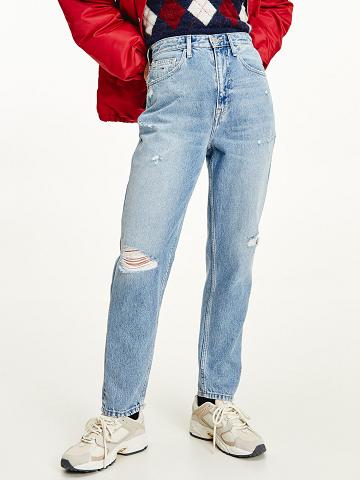 Jean Tommy Hilfiger High Rise Tapered Mom Fit Femme Bleu | FR_W21200