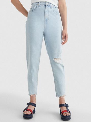 Jean Tommy Hilfiger Light Wash Tapered Mom Fit Femme Bleu | FR_W21203