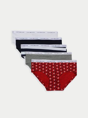 Lingerie Tommy Hilfiger Mix Logo Hipster 5PK Femme Rouge | FR_W21558