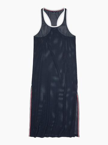 Maillots De Bain Tommy Hilfiger Essential Mesh Racer-Back Cover-Up Femme Bleu | FR_W21417