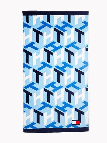 Maillots De Bain Tommy Hilfiger Monogram Beach Towel Homme Bleu | FR_M31102