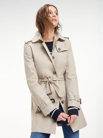 Manteaux Tommy Hilfiger Organic Coton Trench Femme Beige | FR_W21037