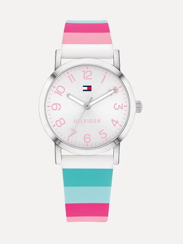 Montre Tommy Hilfiger Big Stripe With Silicone Brides Enfant Blanche | FR_G1370