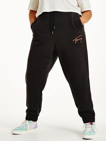 Pantalon Tommy Hilfiger Curve Recycled Signature Sweatpant Femme Noir | FR_W21235