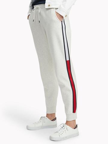 Pantalon Tommy Hilfiger Essential Stripe Sweatpant Femme Blanche | FR_W21243