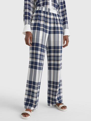 Pantalon Tommy Hilfiger Icon Silk Pull-On Stewart Tartan Femme Bleu | FR_W21245