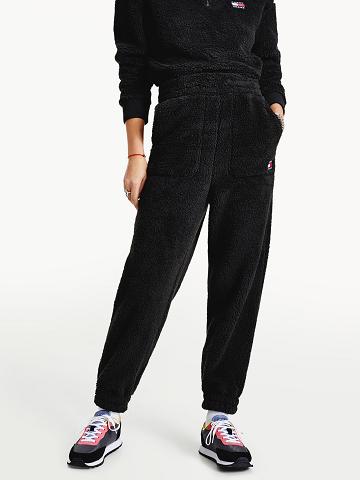 Pantalon Tommy Hilfiger Recycled Fleece Sweatpant Femme Noir | FR_W21248