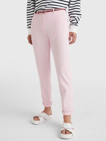 Pantalon Tommy Hilfiger Slim Fit Mid Rise Chino Femme Rose | FR_W21253