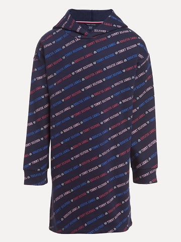 Peignoir Tommy Hilfiger Big Logo Print Sweatshirt Enfant Bleu | FR_G1042