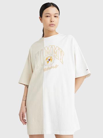 Peignoir Tommy Hilfiger Collegiate Split Logo T-Shirt Femme Blanche | FR_W21048