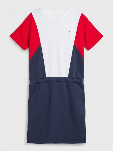 Peignoir Tommy Hilfiger Colorblock Enfant Bleu Marine Blanche | FR_G1053