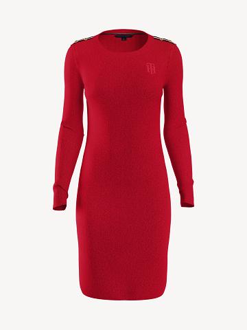 Peignoir Tommy Hilfiger Essential Monogram Long-Sleeve Femme Rouge | FR_W21068