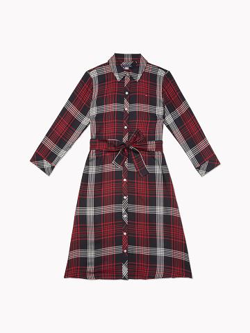 Peignoir Tommy Hilfiger Essential Plaid Long-Sleeve Femme Blanche Multicolore | FR_W21071