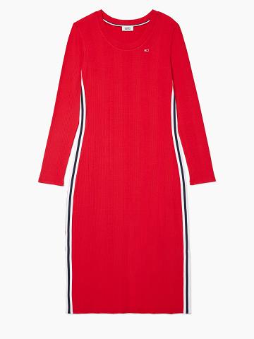 Peignoir Tommy Hilfiger Essential Ribbed Midi Femme Rouge | FR_W21073