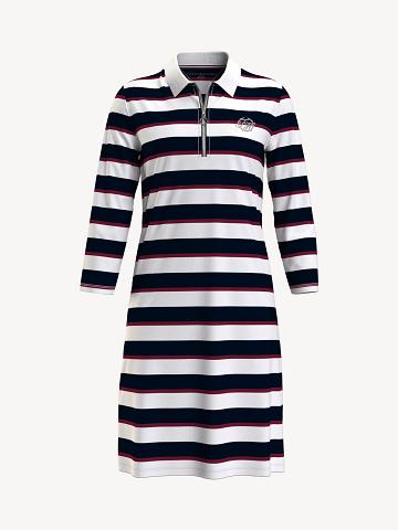 Peignoir Tommy Hilfiger Essential Slim Fit Stripe Polo Femme Blanche Noir | FR_W21075