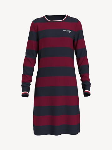 Peignoir Tommy Hilfiger Essential Stripe Favorite T-Shirt Femme Bleu Marine Multicolore | FR_W21077