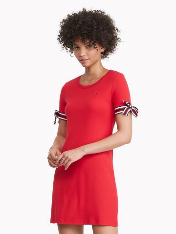 Peignoir Tommy Hilfiger Essential Tie-Sleeve Femme Rouge | FR_W21080