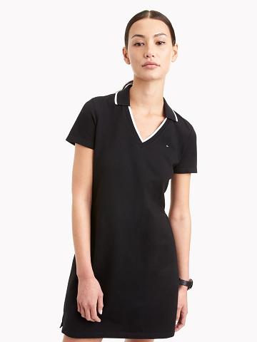 Peignoir Tommy Hilfiger Essential V-Neck Polo Femme Noir | FR_W21084