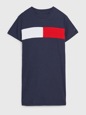 Peignoir Tommy Hilfiger Flag Enfant Bleu Bleu Marine | FR_G1057