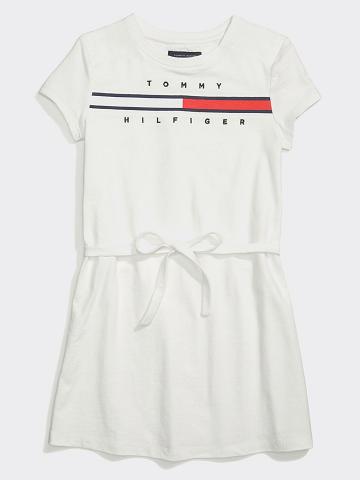 Peignoir Tommy Hilfiger Flag T-Shirt Enfant Blanche | FR_G1059