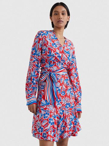 Peignoir Tommy Hilfiger Floral Wrap Femme Rouge | FR_W21093