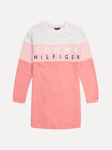 Peignoir Tommy Hilfiger Little Colorblock Sweatshirt Enfant Rose | FR_G1064