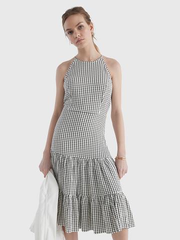 Peignoir Tommy Hilfiger Windowpane Check Tiered Halter Femme Grise | FR_W21136