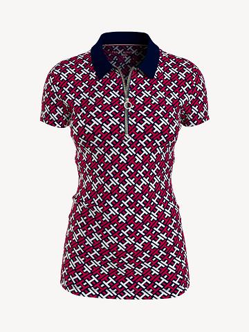 Polos Tommy Hilfiger Essential Monogram Zip Femme Rouge | FR_W21265