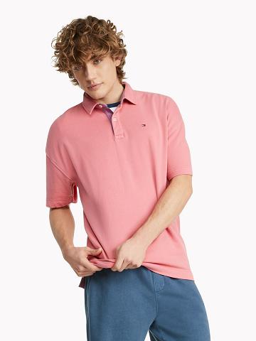 Polos Tommy Hilfiger Essential oversized fit solid Homme Rose | FR_M31291