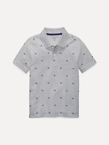 Polos Tommy Hilfiger Flag Enfant Grise | FR_B2063