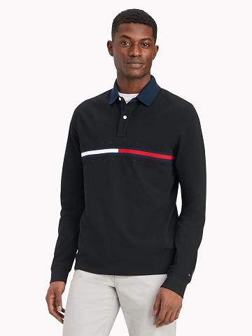 Polos Tommy Hilfiger Regular fit long-sleeve bar stripe Homme Noir | FR_M31298