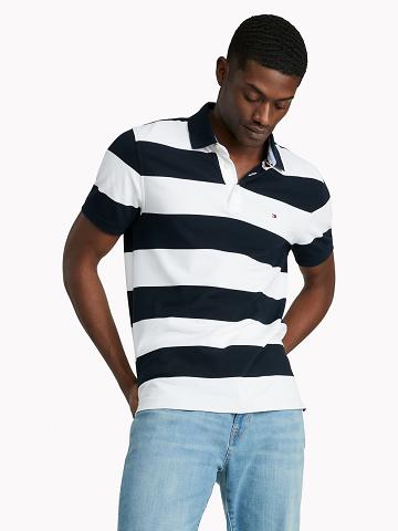 Polos Tommy Hilfiger Regular fit tommy striped Homme Bleu Marine Blanche | FR_M31303