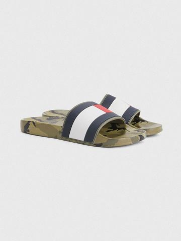 Sandales Tommy Hilfiger Camo pool Homme Vert Olive | FR_M31647