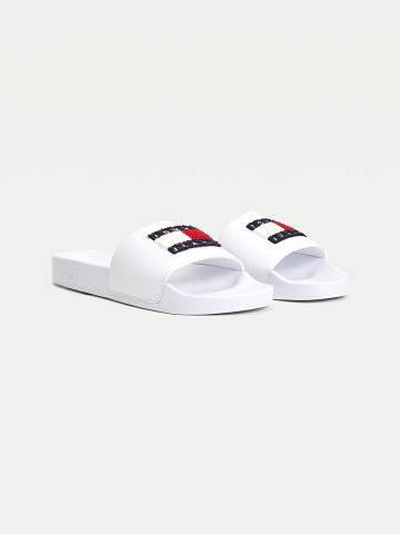 Sandales Tommy Hilfiger Terry Logo Pool Femme Blanche | FR_W21610