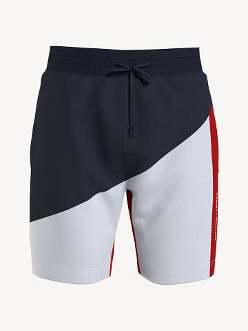 Shorts Tommy Hilfiger Colorblock sweatshort Homme Bleu Marine Rouge Blanche | FR_M31195