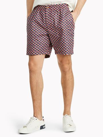 Shorts Tommy Hilfiger Geometric print 7" Homme Rouge Multicolore | FR_M31209