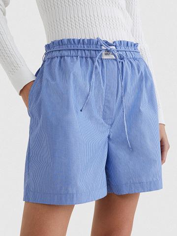 Shorts Tommy Hilfiger Stripe Oxford Femme Bleu | FR_W21316