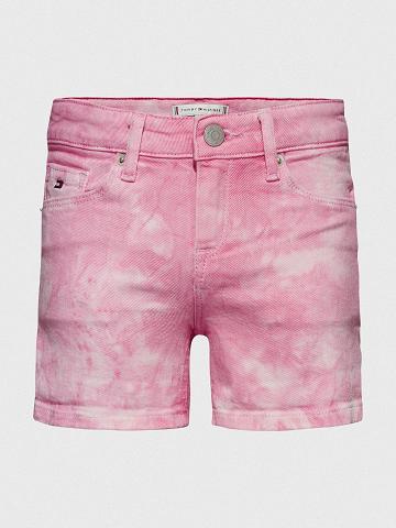 Shorts Tommy Hilfiger Tie-Dye Denim Enfant Rose | FR_G1163