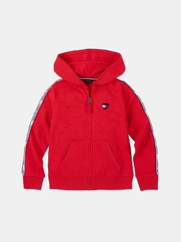 Sweat À Capuche Tommy Hilfiger Big Logo Tape Enfant Rouge | FR_G1091