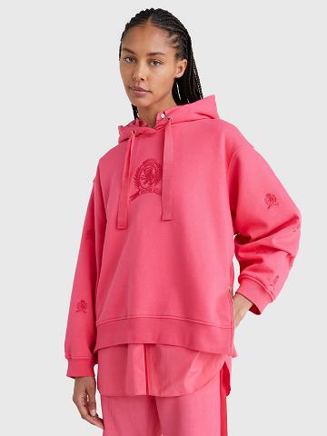 Sweat À Capuche Tommy Hilfiger Crest Icon Femme Rose | FR_W21139