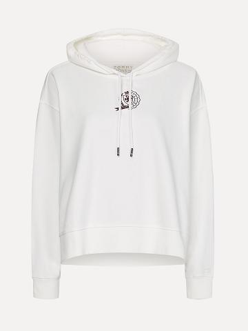 Sweat À Capuche Tommy Hilfiger Icon Organic Coton Crest Femme Blanche | FR_W21150