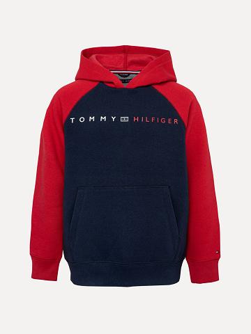 Sweat À Capuche Tommy Hilfiger Little Raglan Enfant Bleu Marine Rouge | FR_B2026