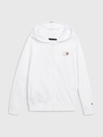 Sweat À Capuche Tommy Hilfiger Logo Stripe Enfant Blanche | FR_B2030