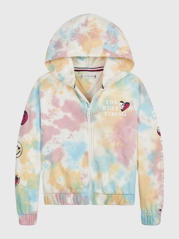 Sweat À Capuche Tommy Hilfiger Tie-Dye Zip Enfant Multicolore | FR_G1106