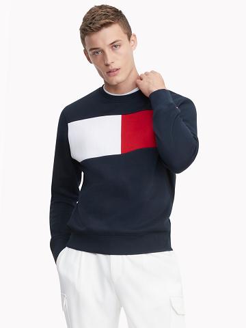 Sweats Tommy Hilfiger Essential intarsia flag Homme Bleu Marine | FR_M31118