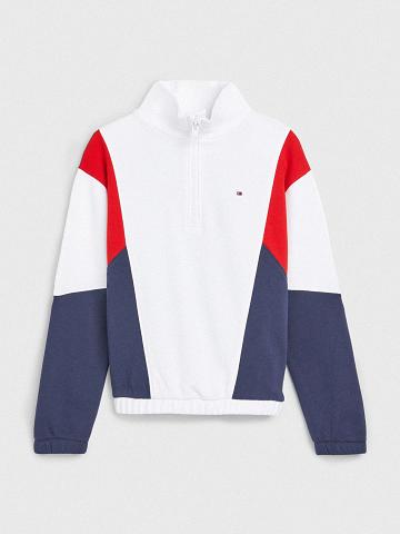 Sweats Tommy Hilfiger Half-Zip Enfant Blanche Bleu Marine | FR_G1198