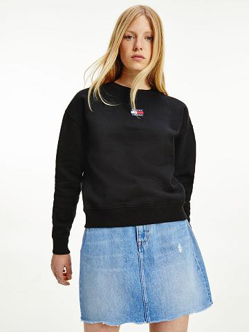 Sweats Tommy Hilfiger Organic Coton Tommy Badge Femme Noir | FR_W21399