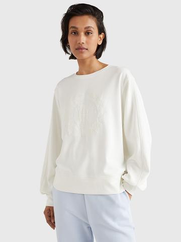 Sweats Tommy Hilfiger Relaxed Fit Crest Femme Blanche | FR_W21401